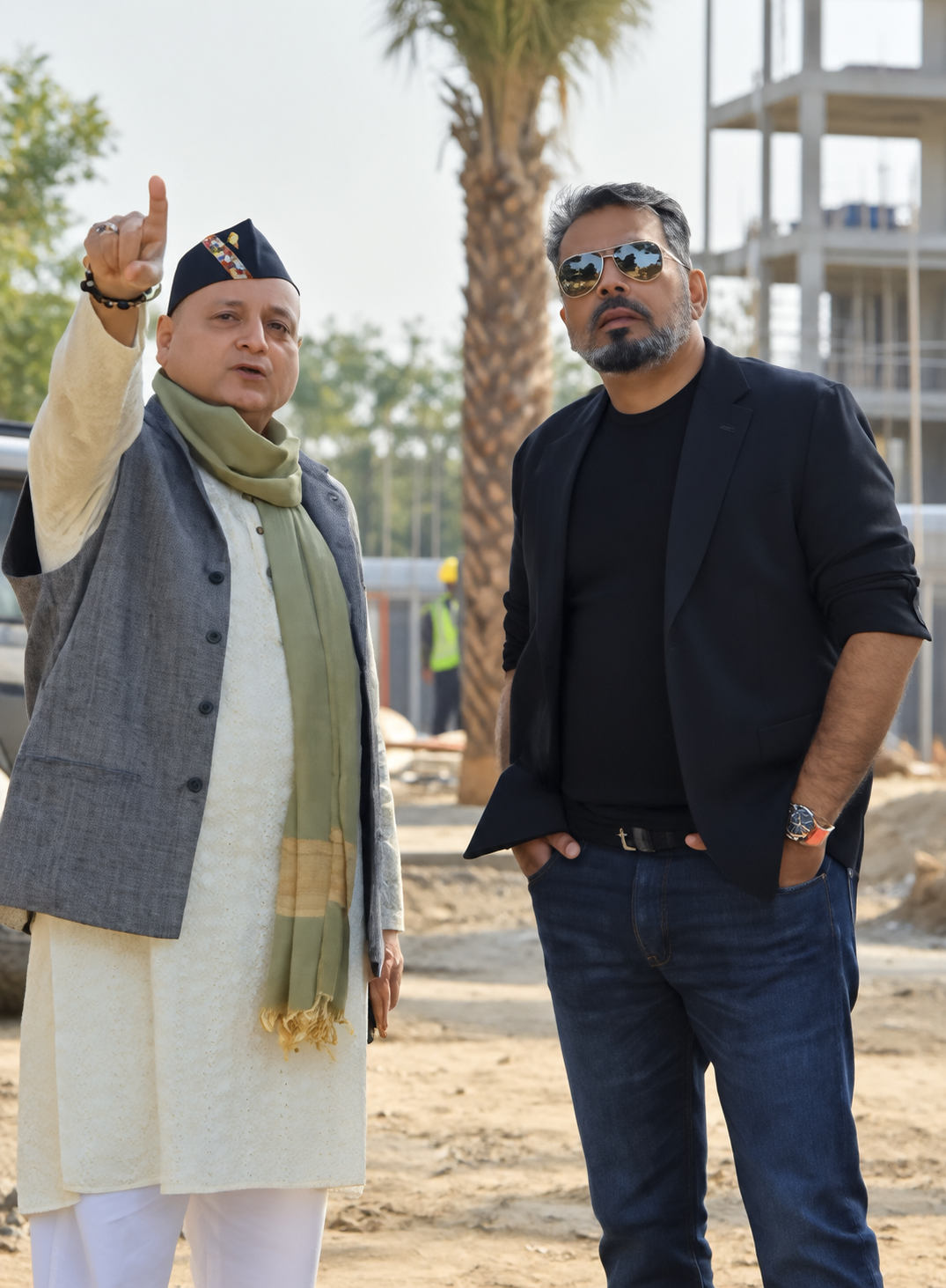 Col. Rohit Mishra on a site visit, pointing out the surroundings